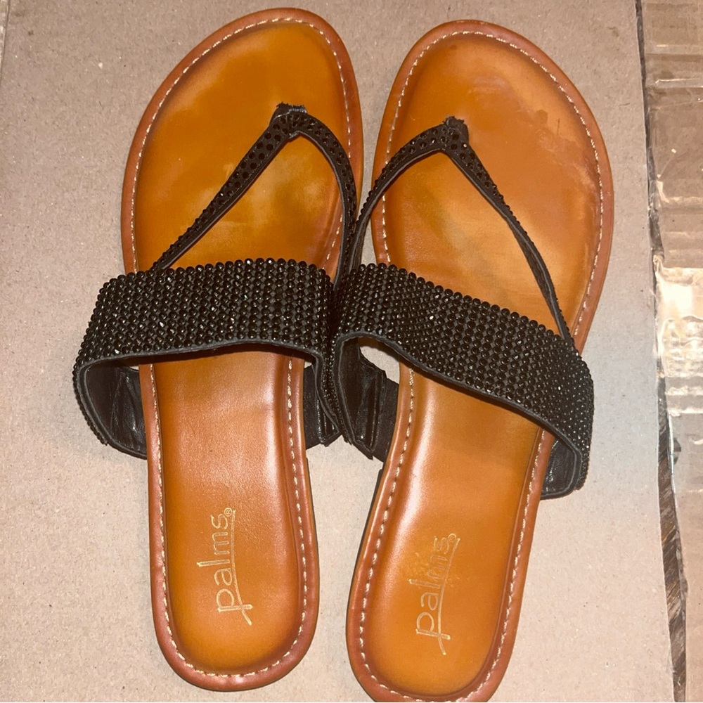 Palms‎ Casual Black and Brown Flat Sandals for Everyday Comfort